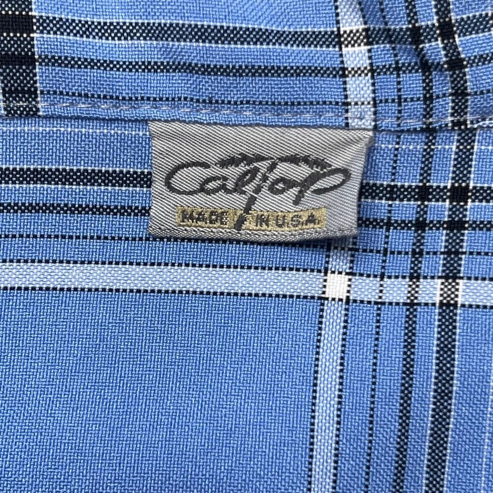 Men's Cal Top 2XLT Short Sleeve Plaid Checker Button Up Polyester Shirt Western - Picture 9 of 16